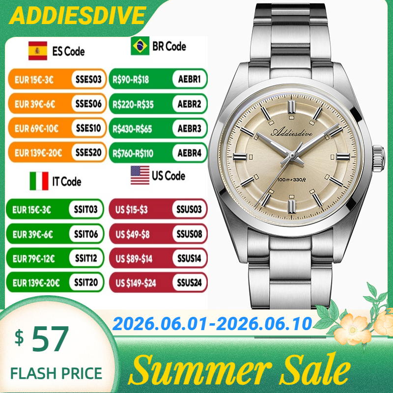Luxury Watch For - ADDIESDIVE Super Luminous Japan VH31 Ladies