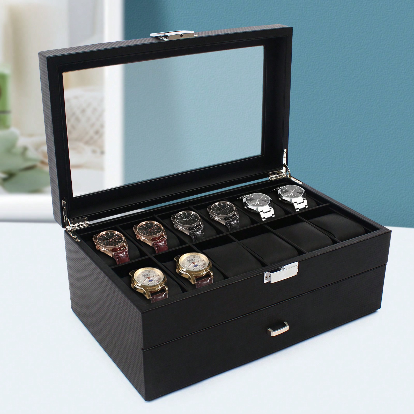 Luxury Watch Case - 24 Slot Men Watch Display Case