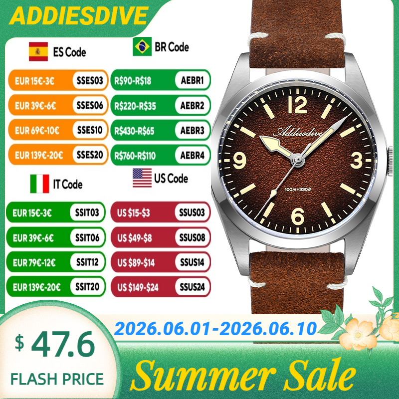 Luxury Watch Japan - ADDIESDIVE Japan 2035 Super Luminous Leather