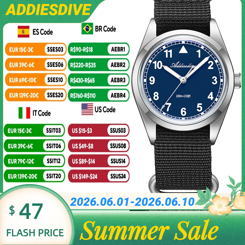 Luxury Watch Japan - ADDIESDIVE 10Bar Waterproof 316L Stainless Steel