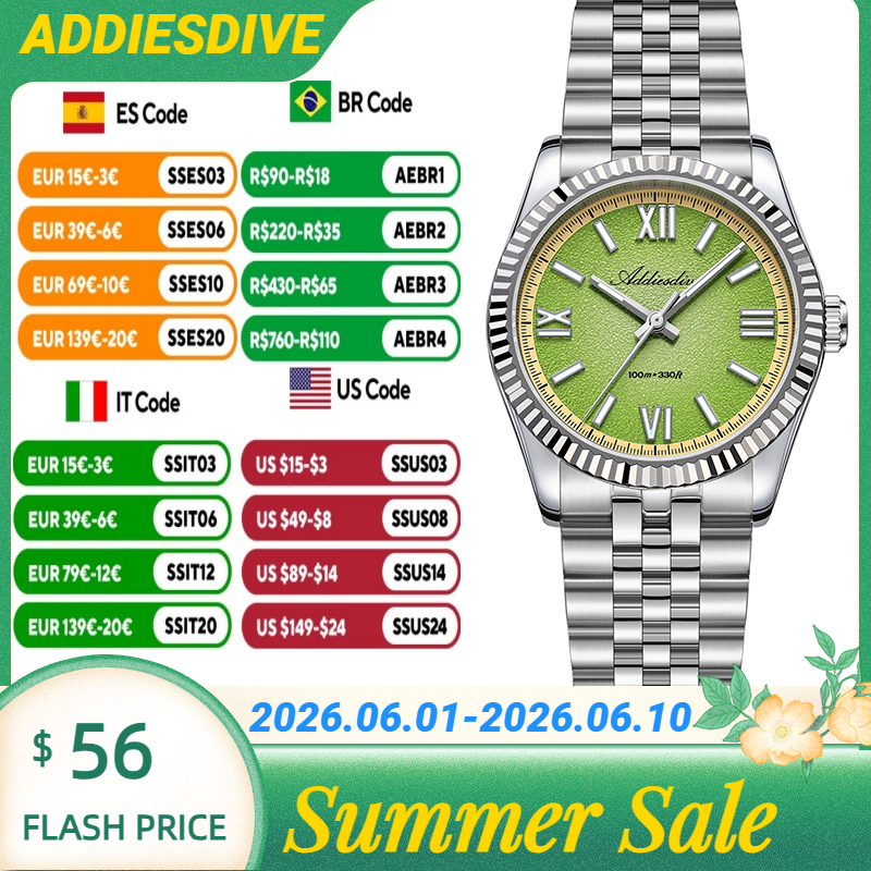 Luxury Watch For - ADDIESDIVE Hight Quality Sapphire Glass 10Bar