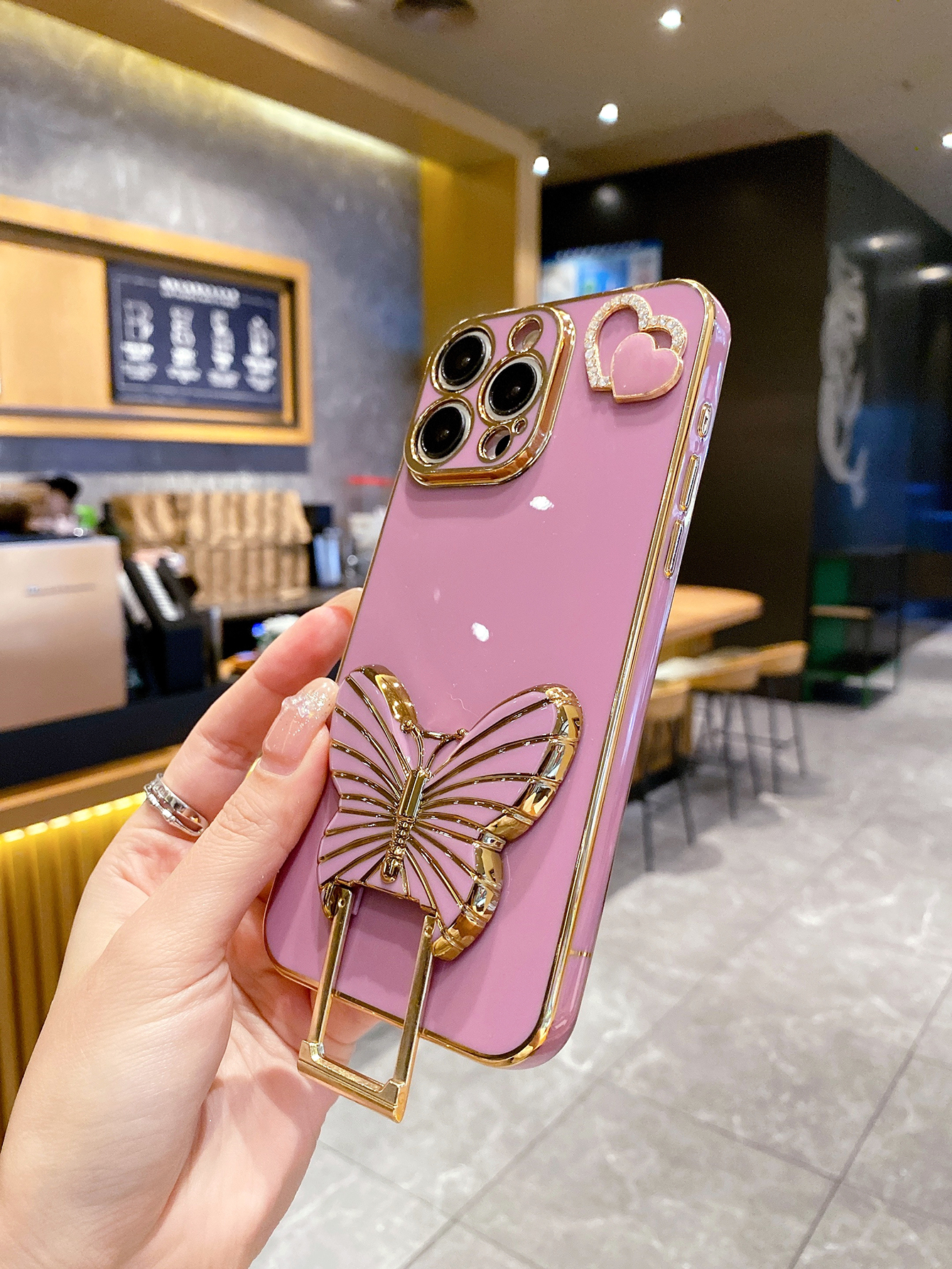 Luxury Watch Case - Luxury Electroplating Love Decoration Butterfly Bracket