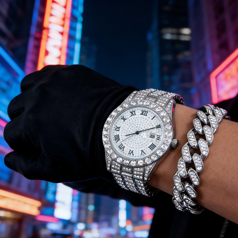 1 Hip-hop Full Diamond Silver  - Luxury Watch Wallpaper 评论和价格