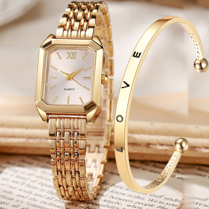 2PCS/set Luxury Women's Quartz - Luxury Watch Girl 评论和价格