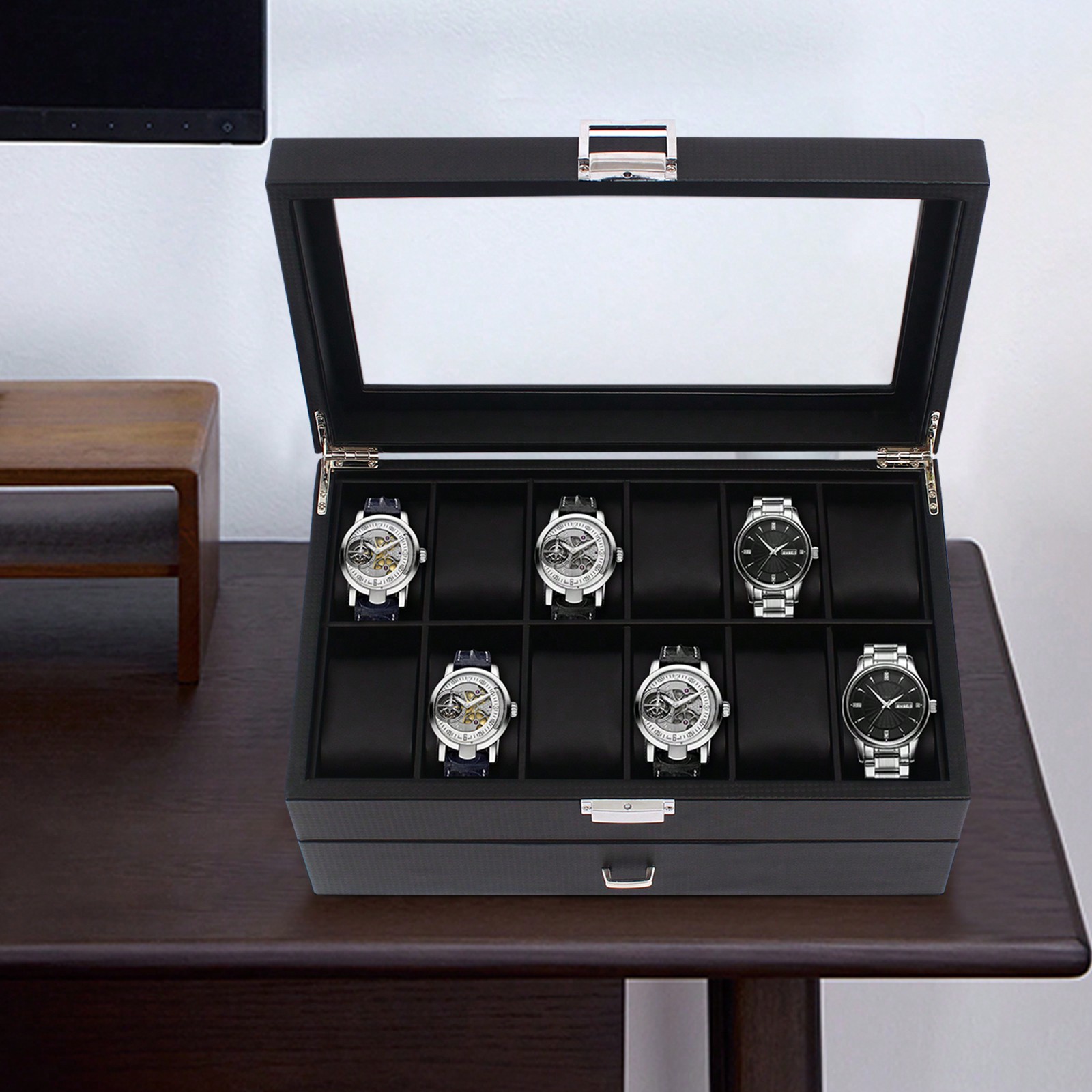 24 Slot Men Watch Display Case - Luxury Watch Case 评论和价格