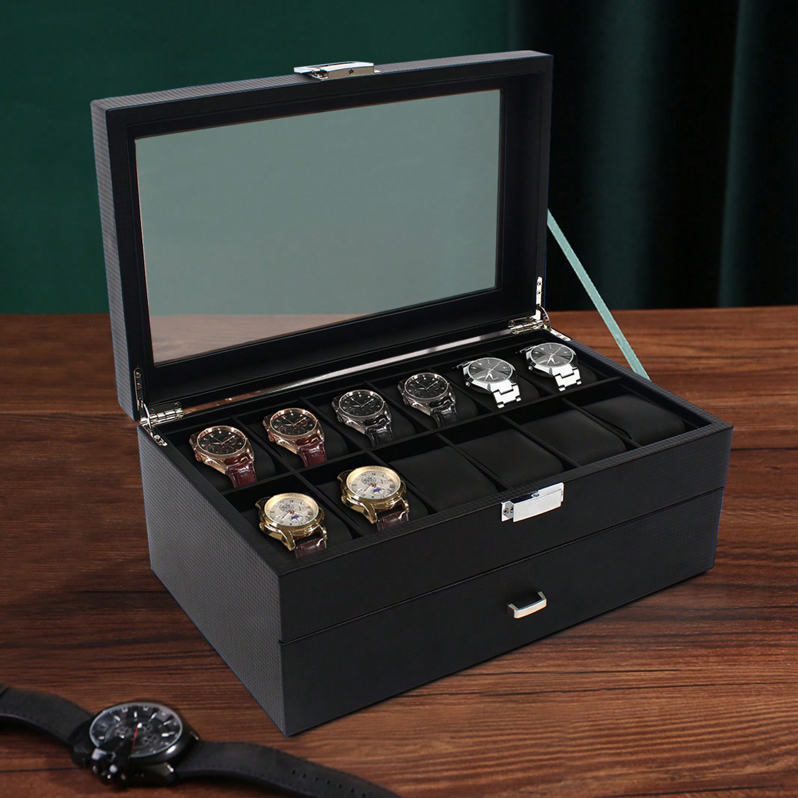 24 Slot Men Watch Display Case - Luxury Watch Case 评论和价格