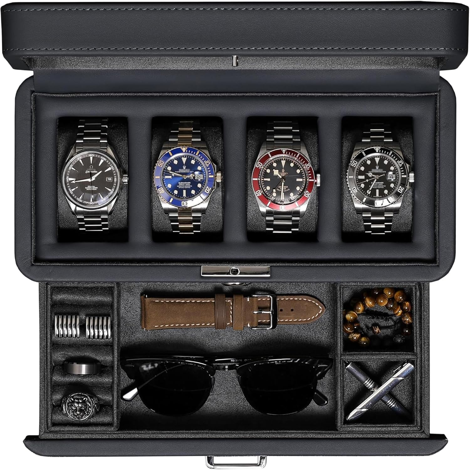 Luxury 4-Slot Watch Box with V - Luxury Watch Case 评论和价格