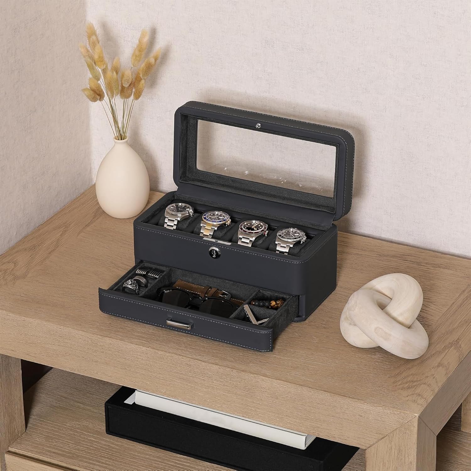 Luxury 4-Slot Watch Box with V - Luxury Watch Case 评论和价格