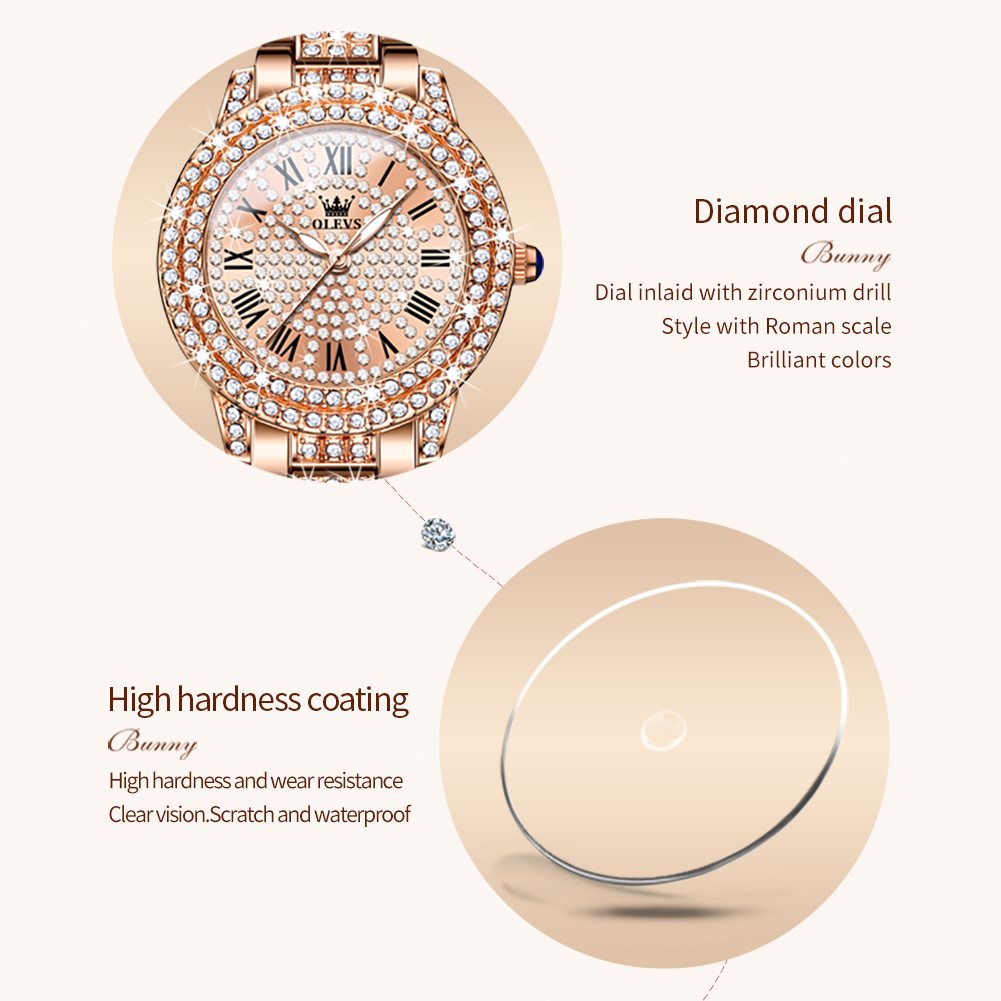 OLEVS 9943 Luxury All Diamond  - Luxury Watch Logo 评论和价格