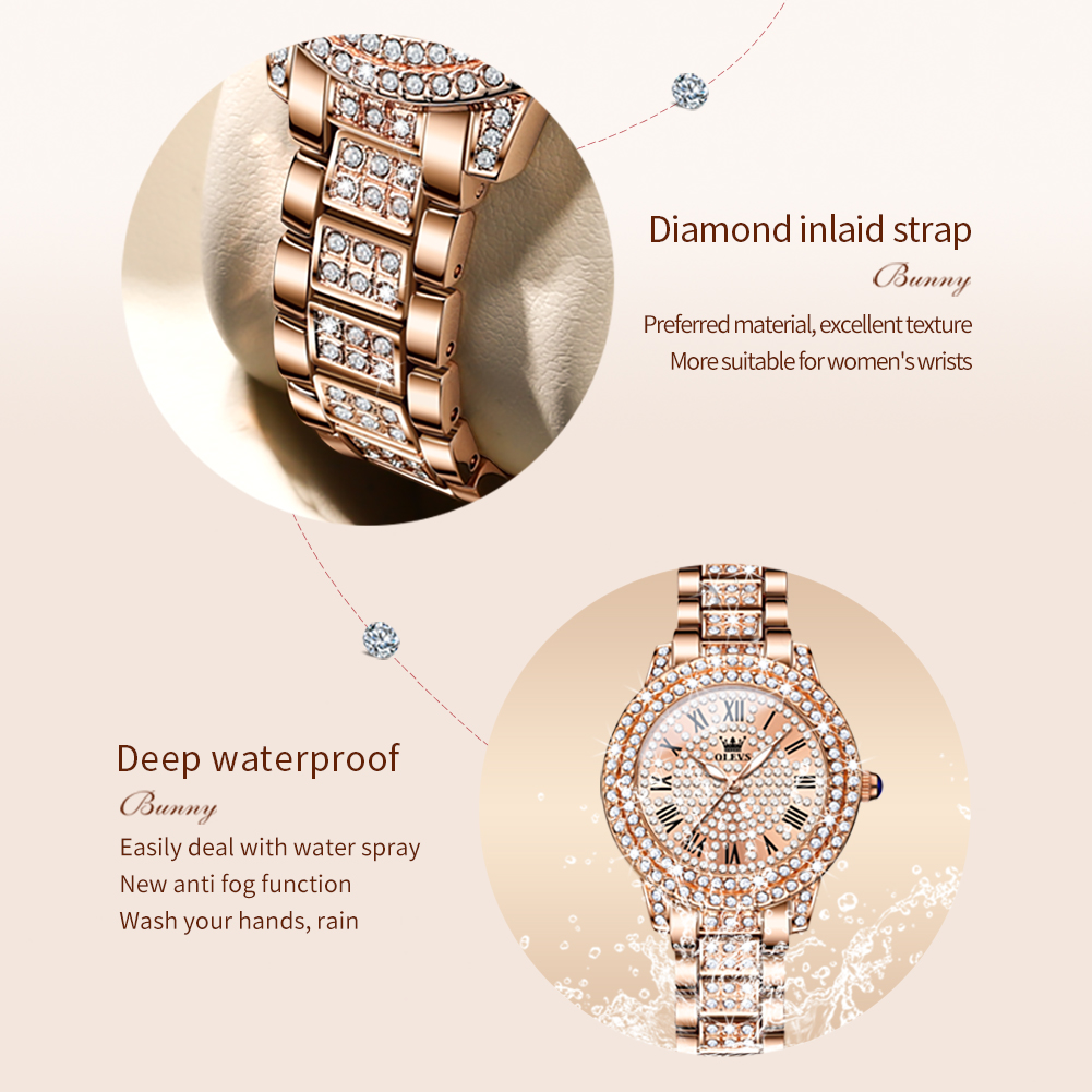 OLEVS 9943 Luxury All Diamond  - Luxury Watch Logo 评论和价格