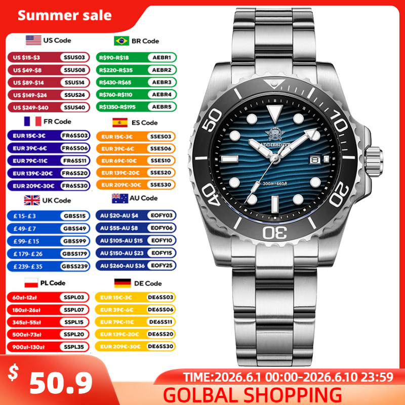 ADDIESDIVE Men's 2115 Quartz W - Luxury Watch Case 评论和价格